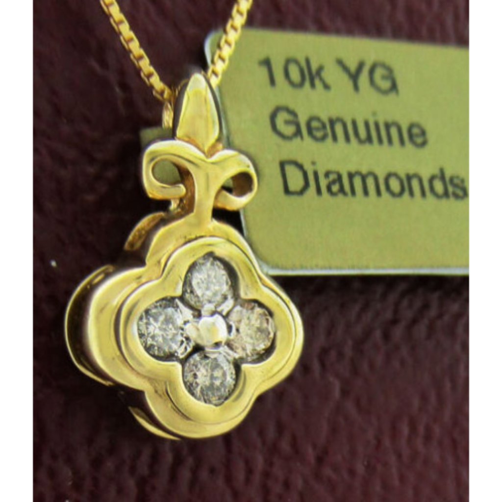 Genuine 0.30 Cts Diamond Pendant Necklace 10k Gold * Free Certificate Appraisal